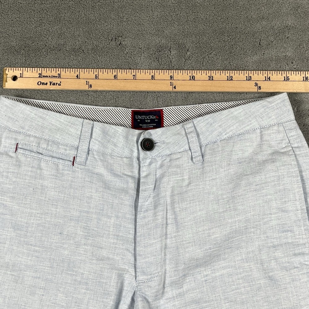 UNTUCKit Shorts Mens 30 Blue St. Julien Linen Blend Chino 9 Inseam Casual Summer - Picture 5 of 9